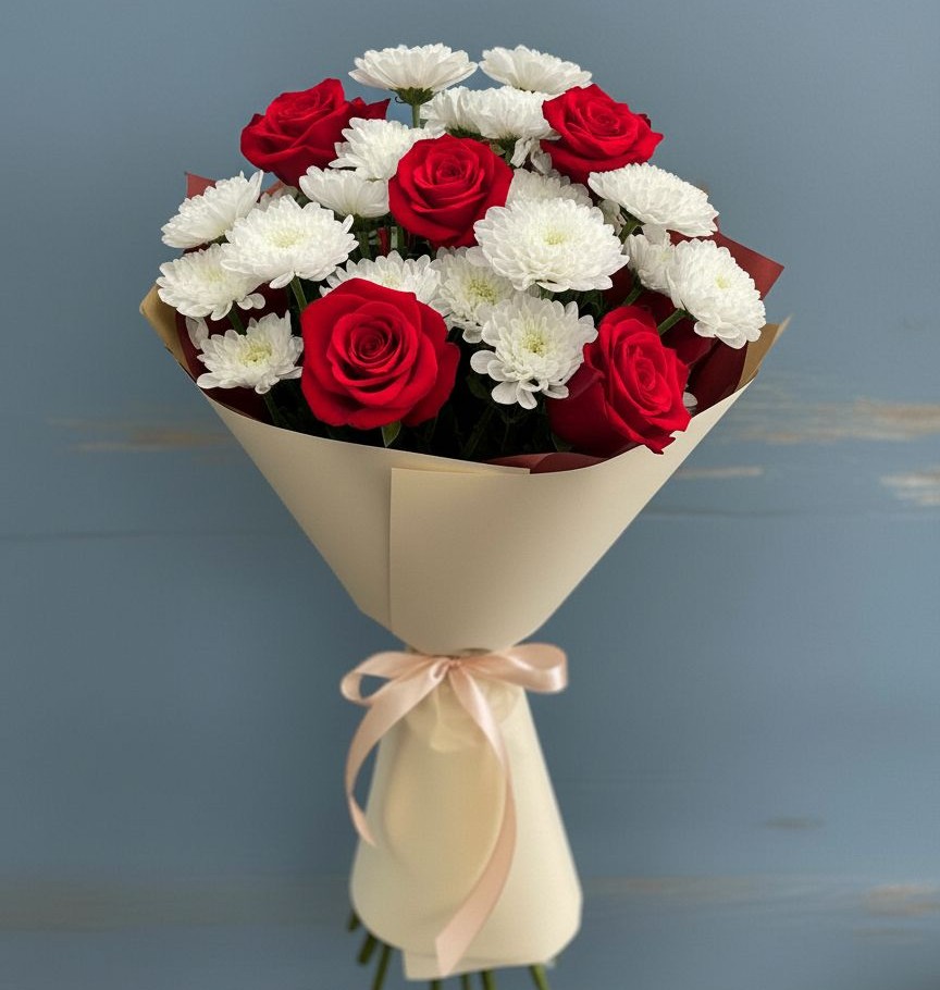 Букет цветов из: Розы и Хризантемы в Пшехской