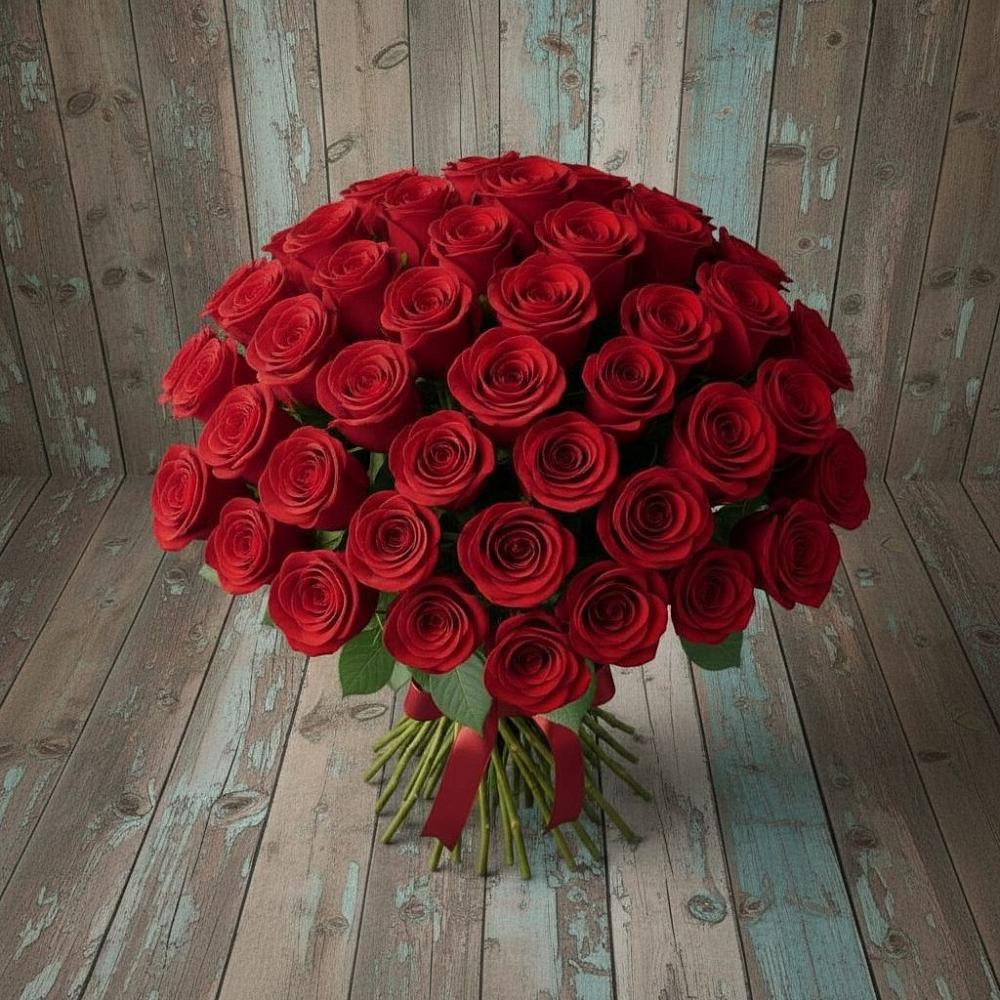 Букет 55 Красных роз Фридом в Пшехской