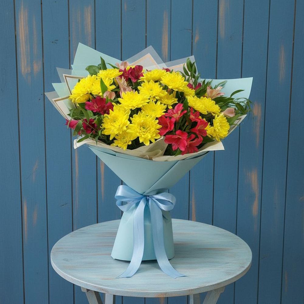 Букет цветов из: Альстромерии и Хризантемы в Пшехской