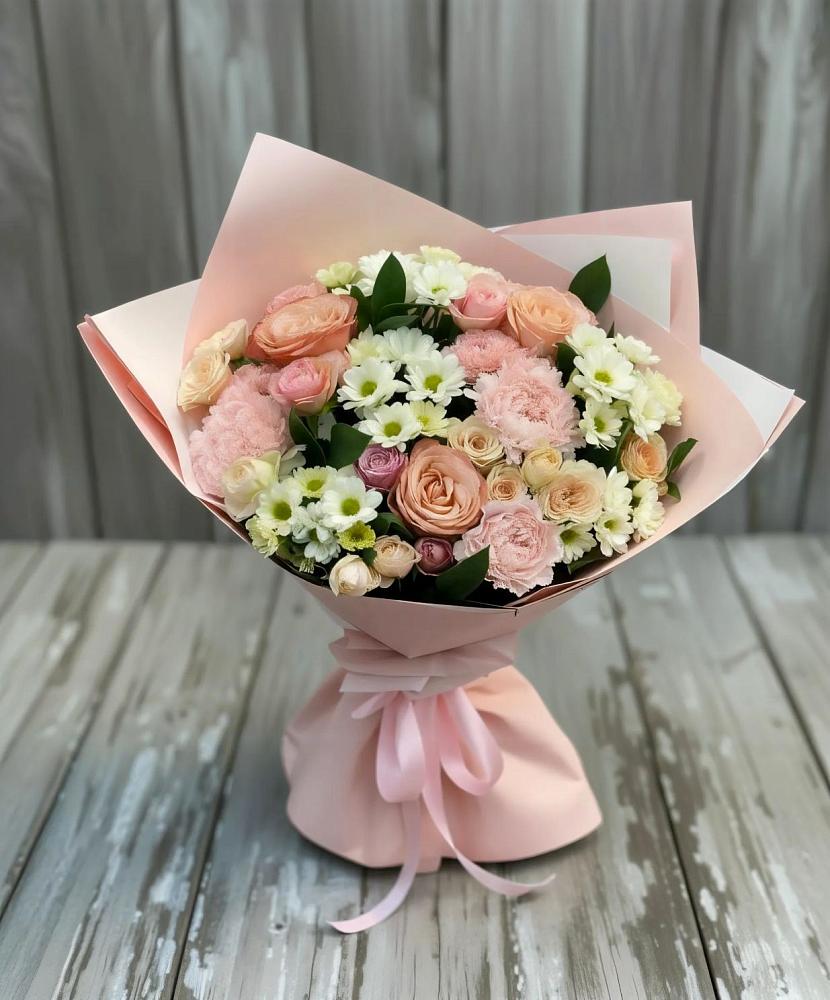 Букет цветов из: Гвоздики, Розы и Хризантемы в Пшехской