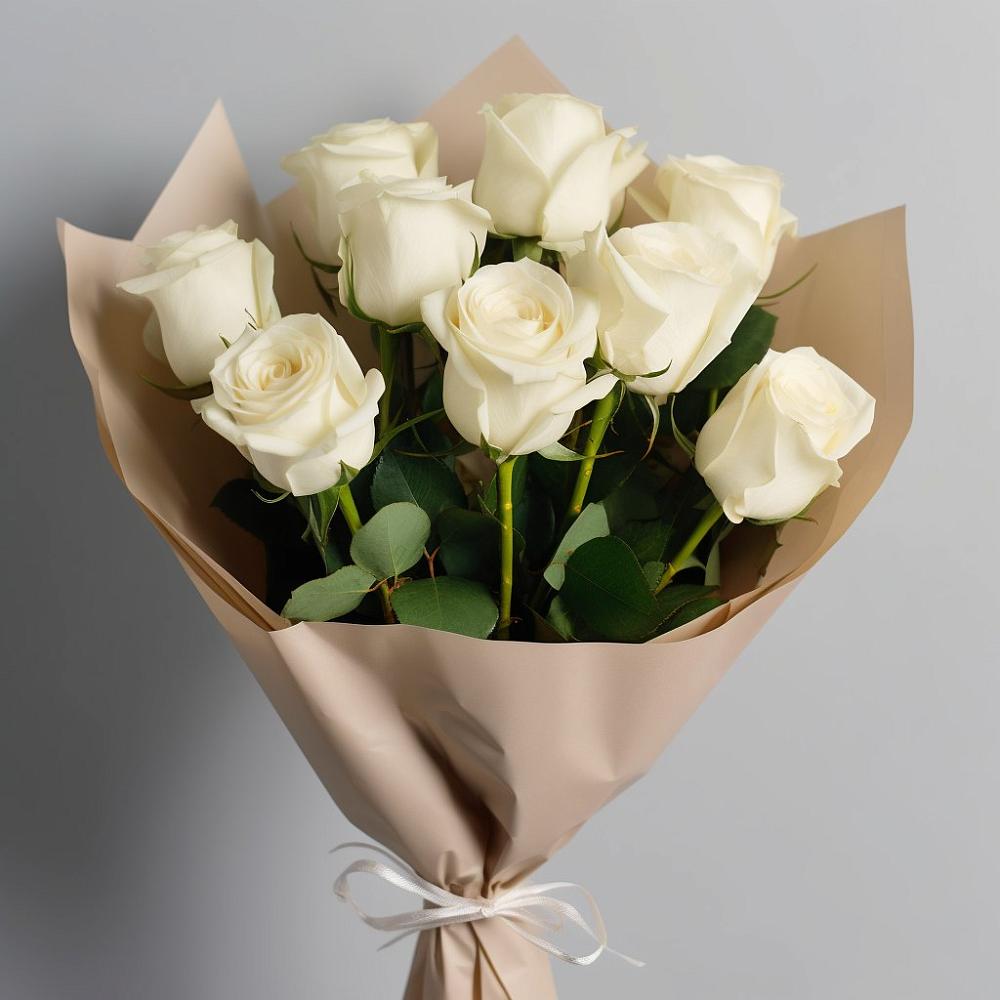 Букет 9 Белых роз Эдлесс Лав в Пшехской