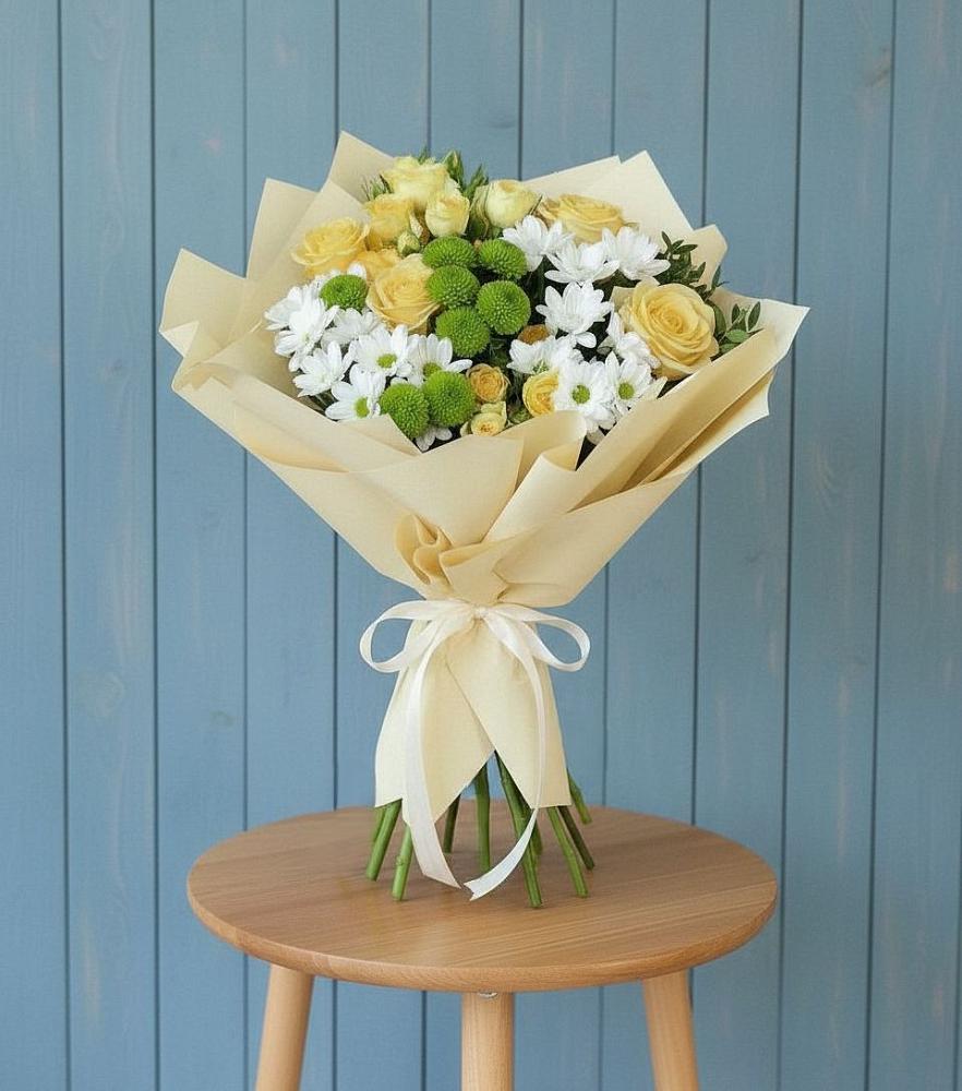 Букет цветов из: Хризантемы и Розы в Пшехской