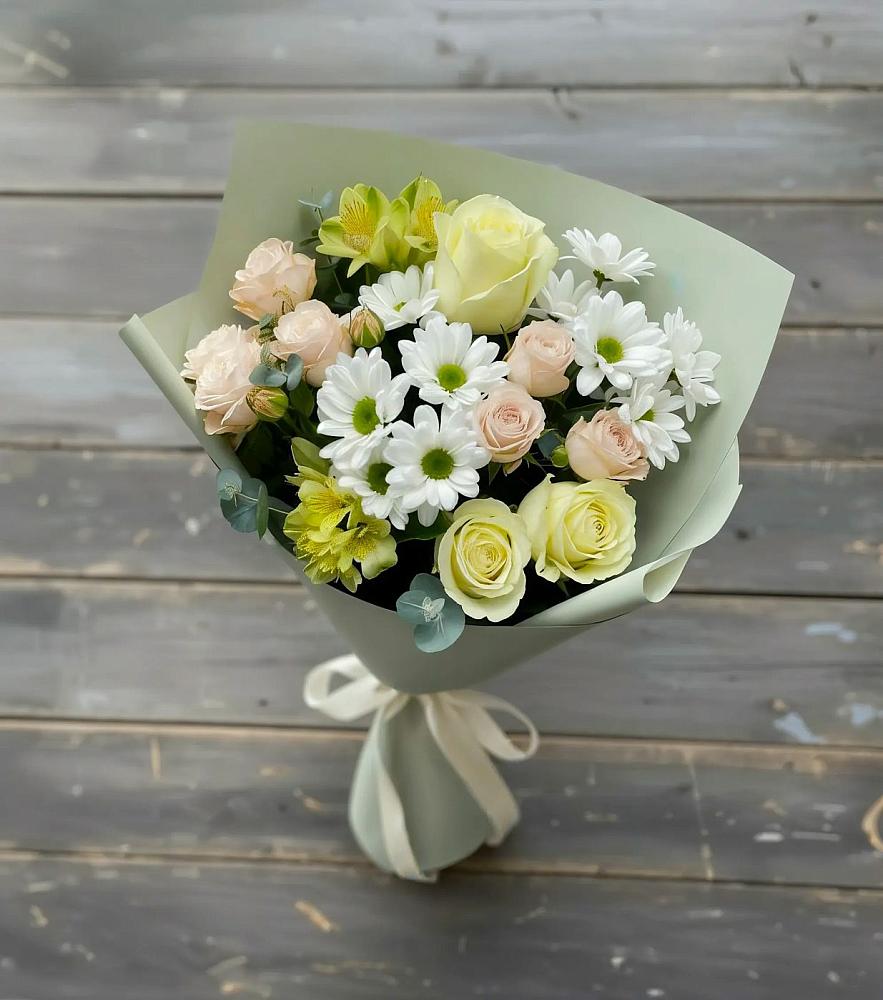 Букет цветов из: Альстромерии, Розы и Хризантемы в Пшехской