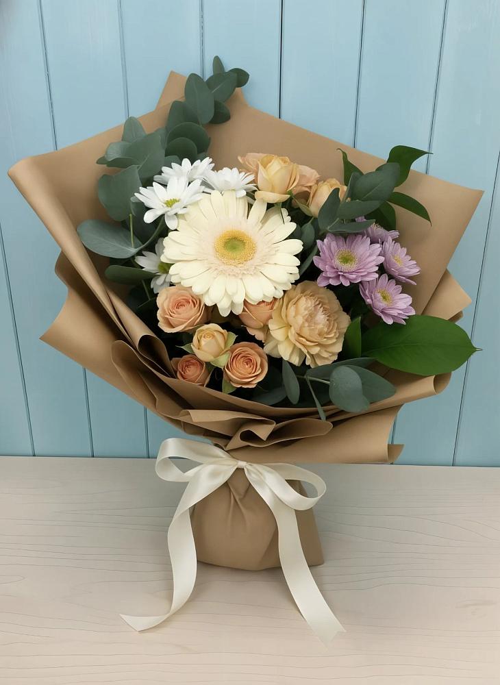 Букет цветов из: Герберы и Хризантемы в Пшехской