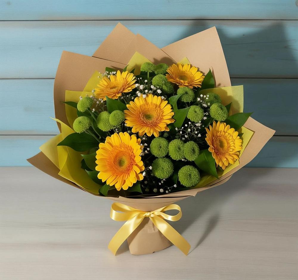 Букет цветов из: Герберы и Хризантемы в Пшехской