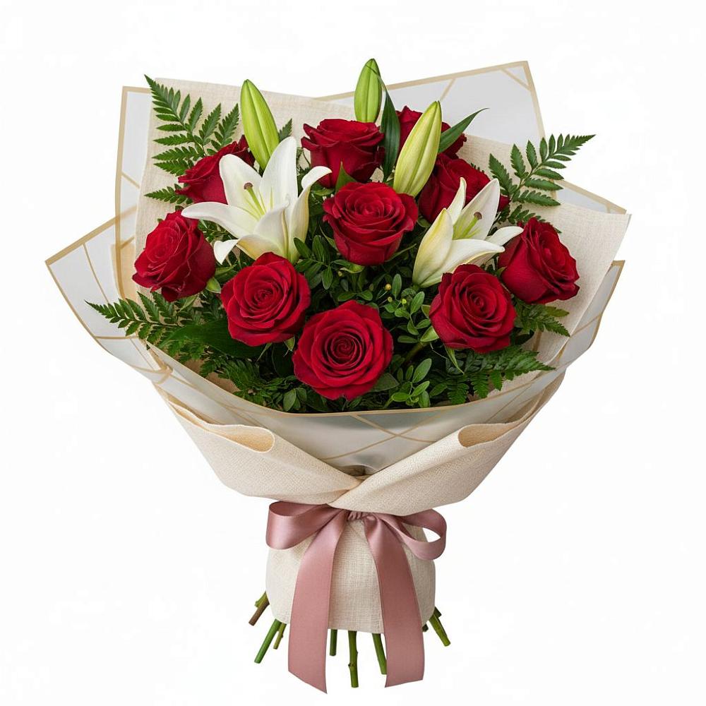 Букет цветов из: Лилии и Розы в Пшехской