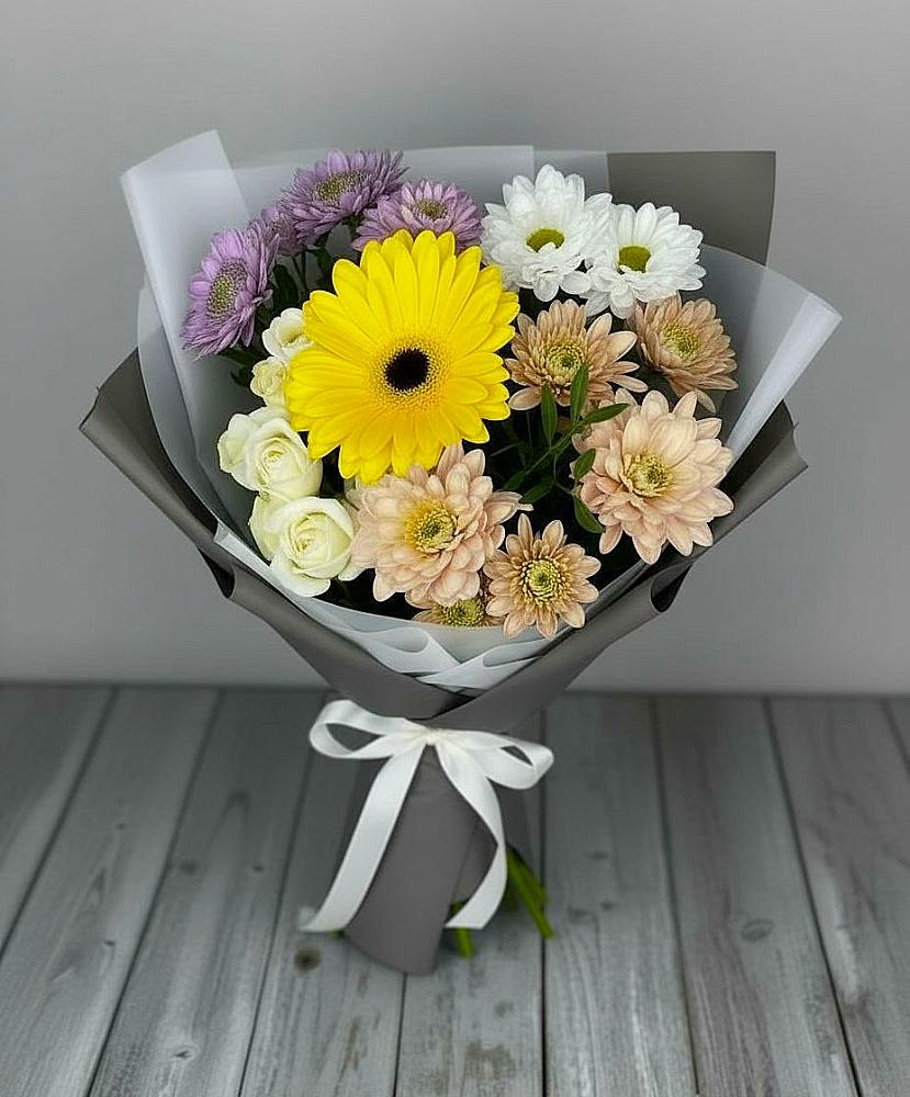 Букет цветов из: Розы, Герберы и Хризантемы в Пшехской