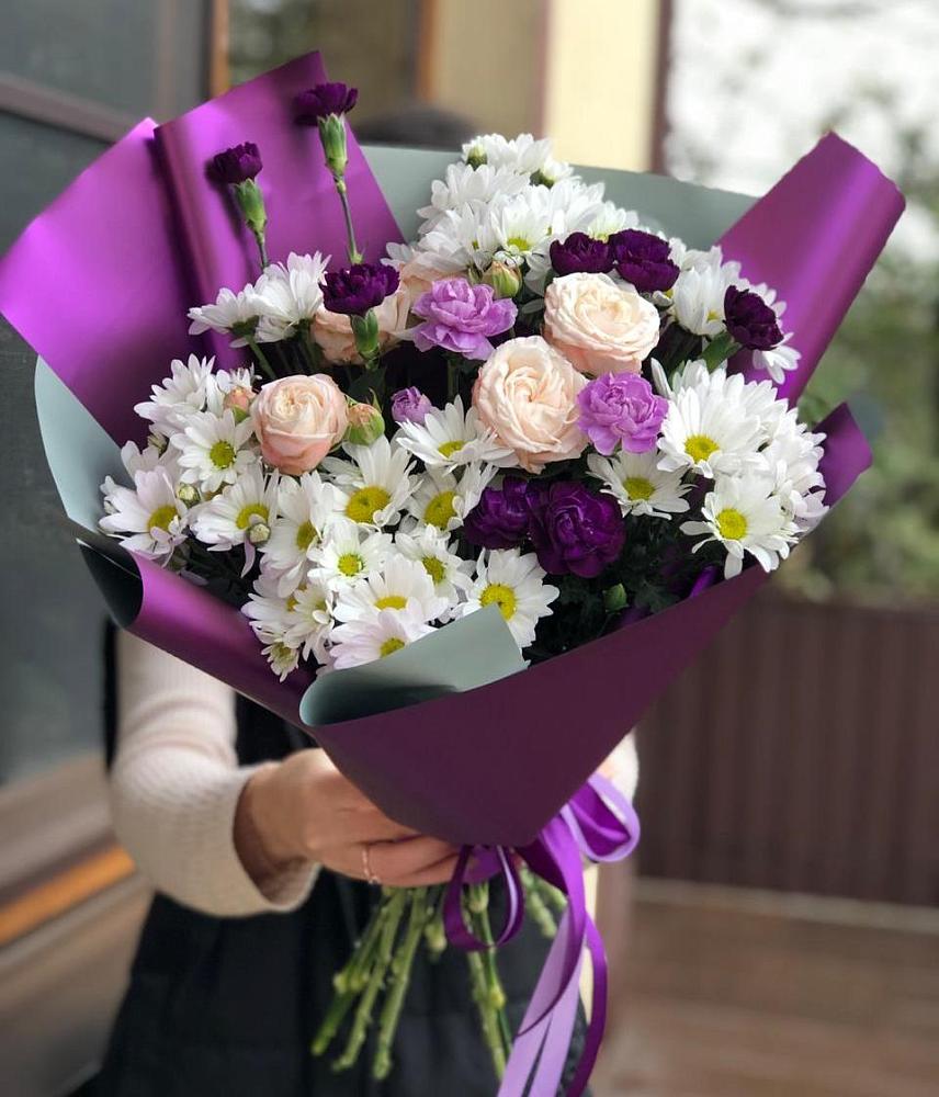 Букет цветов из: Хризантемы, Гвоздики и Розы в Пшехской