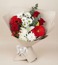 Букет цветов из:  Розы, Хризантемы, Герберы и Лилии в Пшехской