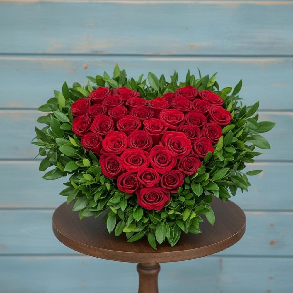 Цветочная композиция из Розы в виде сердца в Пшехской