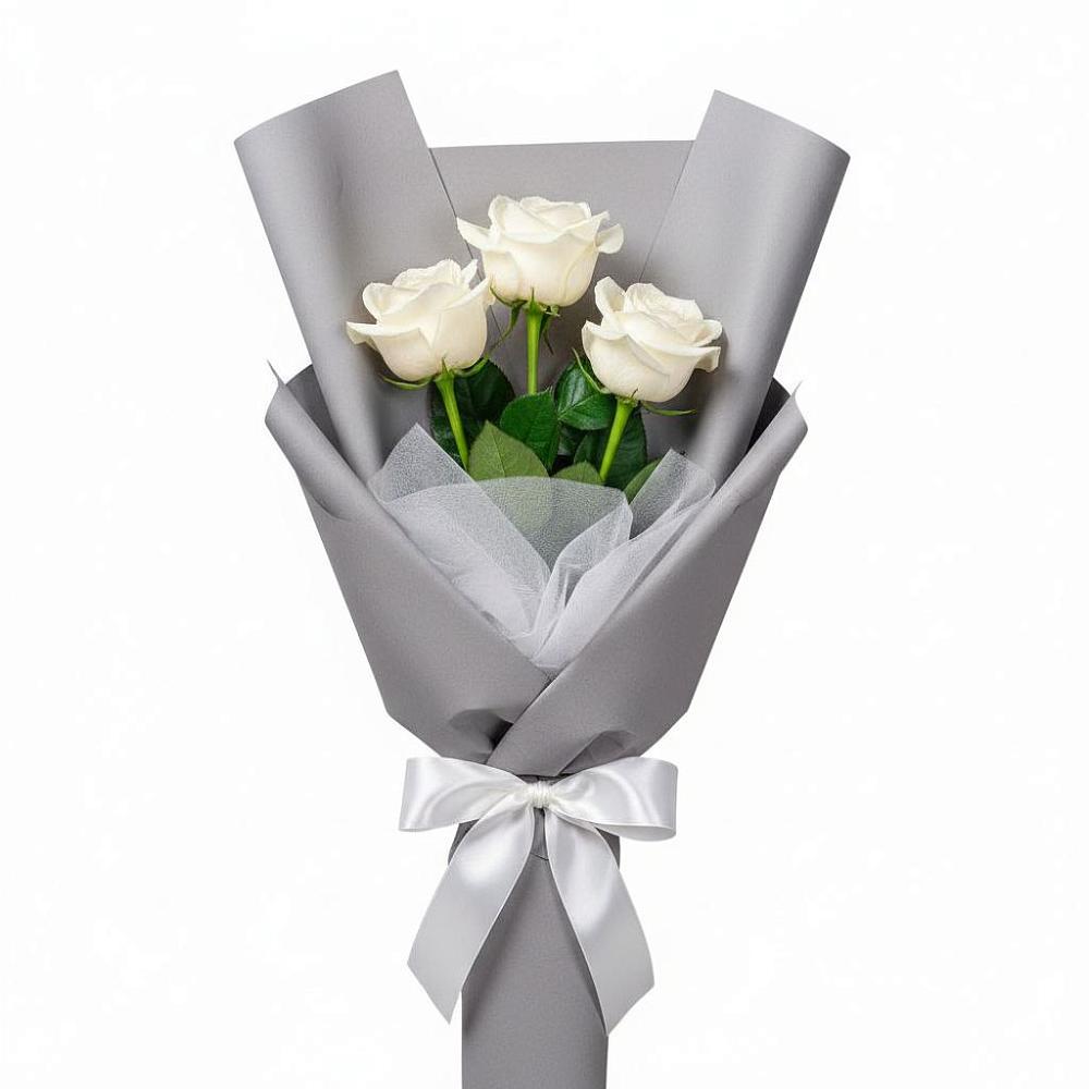 Букет 3 белые розы в Пшехской