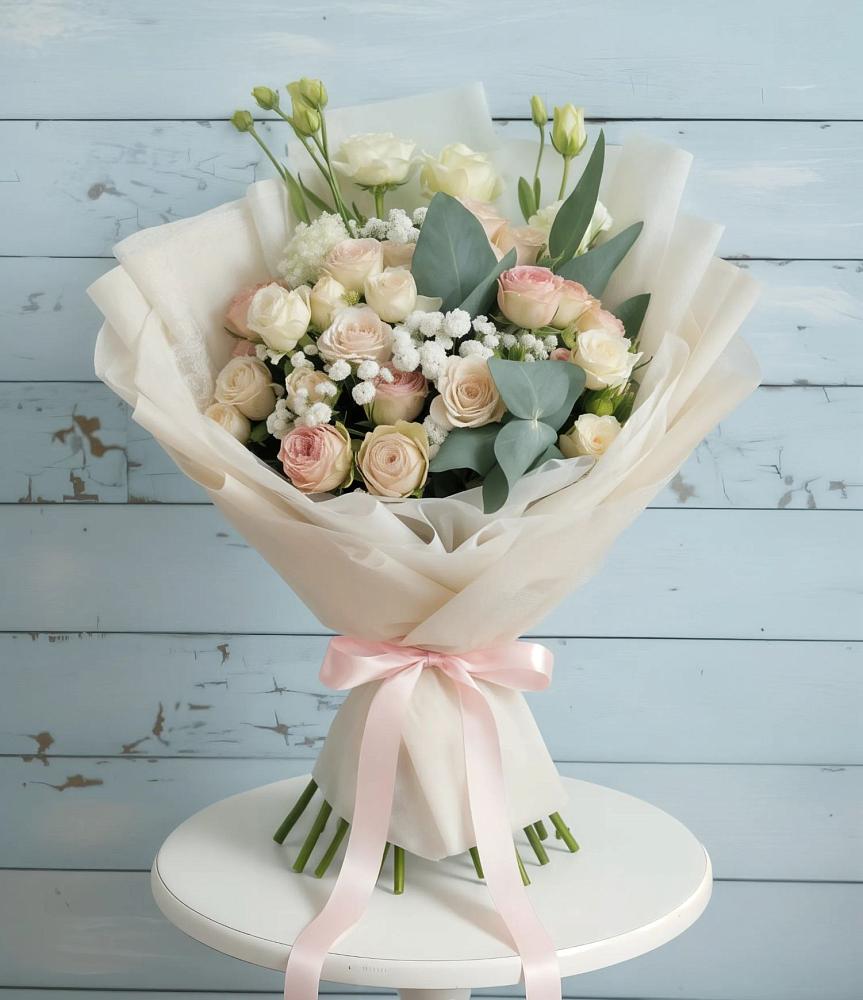 Букет цветов из: Розы и Лизиантусы в Пшехской