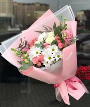 Букет цветов из:  Розы, Лизиантусы и Хризантемы в Пшехской