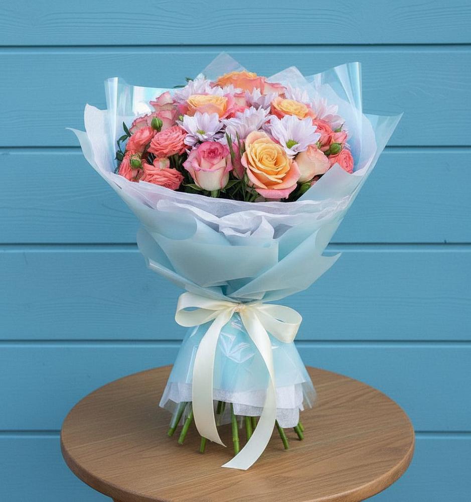 Букет цветов из: Хризантемы и Розы в Пшехской